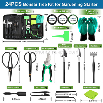 hot sale 24 PCS Bonsai Tree Kit Tools Bonsai Tool Set Bonsai Starter Trimming Care Kit